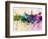 Seville Skyline in Watercolor Background-paulrommer-Framed Art Print