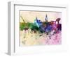 Seville Skyline in Watercolor Background-paulrommer-Framed Art Print