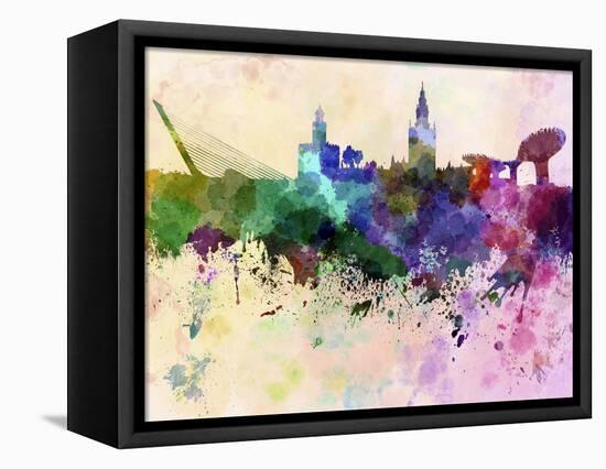 Seville Skyline in Watercolor Background-paulrommer-Framed Stretched Canvas