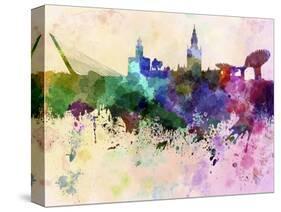 Seville Skyline in Watercolor Background-paulrommer-Stretched Canvas