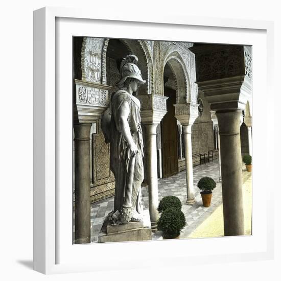 Seville (Spain), Pilate's House, Statue of Pallas Pacifera-Leon, Levy et Fils-Framed Photographic Print