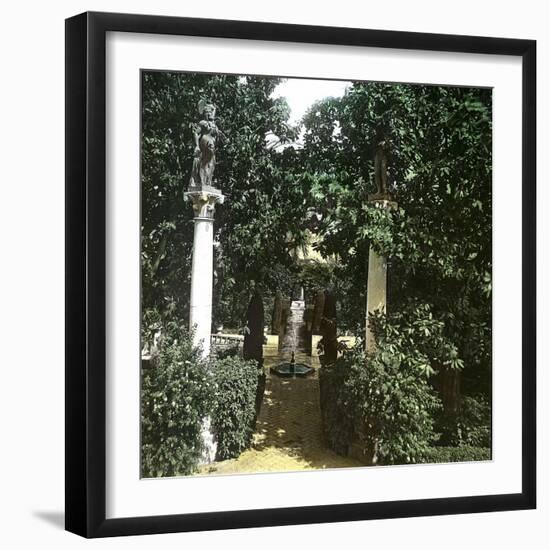 Seville (Spain), the Alcazar, Maria De Padilla's Flowerbed-Leon, Levy et Fils-Framed Photographic Print