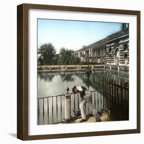 Seville (Spain), the Alcazar, Ornamental Lake and Pierre Le Cruel's Gallery-Leon, Levy et Fils-Framed Photographic Print