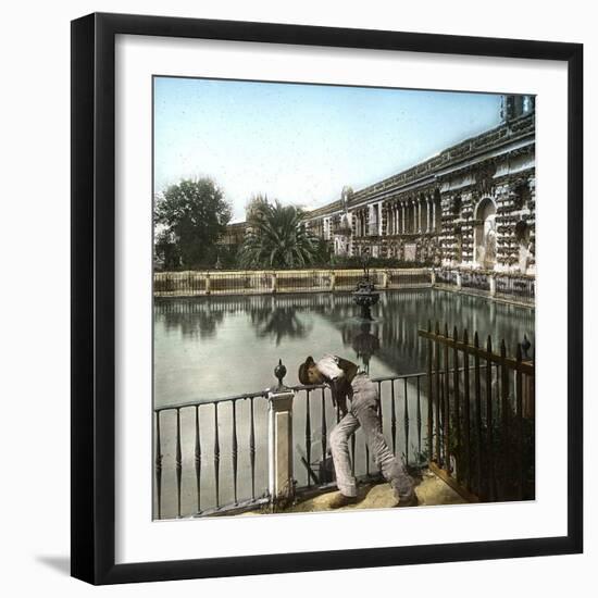 Seville (Spain), the Alcazar, Ornamental Lake and Pierre Le Cruel's Gallery-Leon, Levy et Fils-Framed Photographic Print