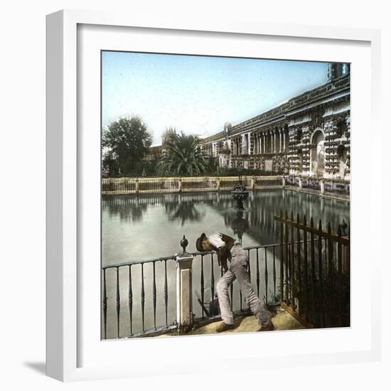 Seville (Spain), the Alcazar, Ornamental Lake and Pierre Le Cruel's Gallery-Leon, Levy et Fils-Framed Photographic Print