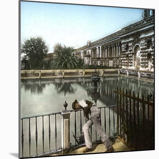 Seville (Spain), the Alcazar, Ornamental Lake and Pierre Le Cruel's Gallery-Leon, Levy et Fils-Mounted Photographic Print