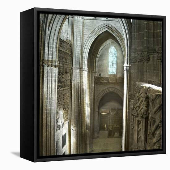 Seville (Spain), the Cathedral's Nave-Leon, Levy et Fils-Framed Stretched Canvas