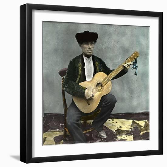 Seville (Spain), the Mandolinist Antonio Perez Circa 1885-Leon, Levy et Fils-Framed Photographic Print