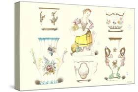 Sevres Porcelain Vases and Statue-null-Stretched Canvas