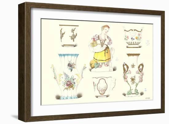 Sevres Porcelain Vases and Statue-null-Framed Art Print