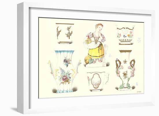 Sevres Porcelain Vases and Statue-null-Framed Art Print