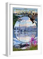 Seward, Alaska - Montage-Lantern Press-Framed Art Print