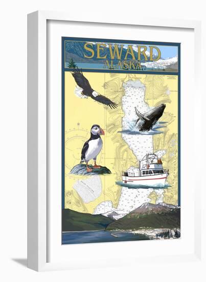 Seward, Alaska - Nautical Chart-Lantern Press-Framed Art Print