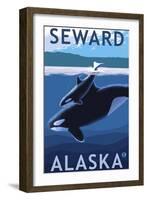 Seward, Alaska - Orca and Calf Scene-Lantern Press-Framed Art Print