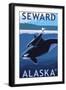 Seward, Alaska - Orca and Calf Scene-Lantern Press-Framed Art Print