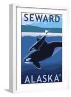 Seward, Alaska - Orca and Calf Scene-Lantern Press-Framed Art Print