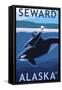 Seward, Alaska - Orca and Calf Scene-Lantern Press-Framed Stretched Canvas