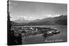 Seward, Alaska - Panoramic View of Town and Harbor-Lantern Press-Stretched Canvas