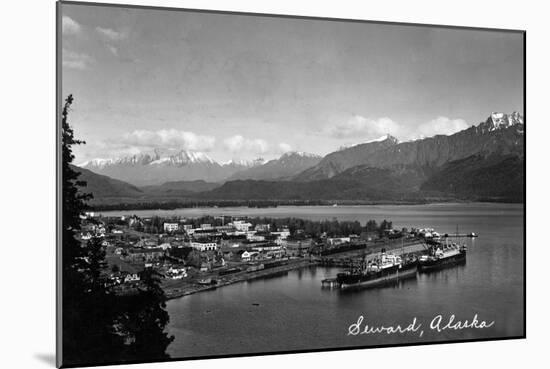 Seward, Alaska - Panoramic View of Town and Harbor-Lantern Press-Mounted Art Print