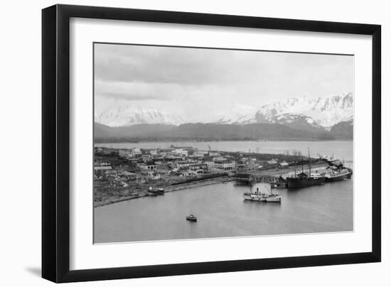 Seward, Alaska View of Town and Ships in Harbor Photograph - Seward, AK-Lantern Press-Framed Art Print