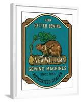 Sewing Machine Ad with Beaver-null-Framed Giclee Print