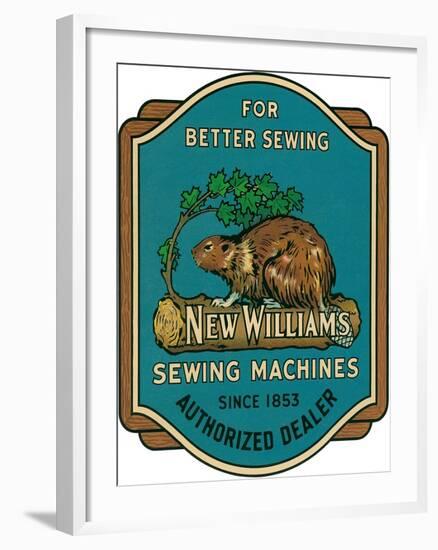 Sewing Machine Ad with Beaver-null-Framed Giclee Print