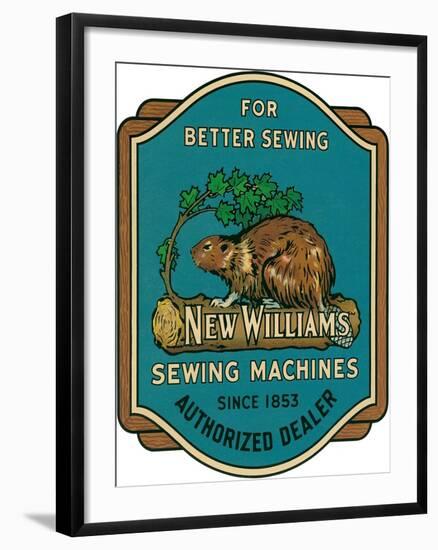 Sewing Machine Ad with Beaver-null-Framed Giclee Print