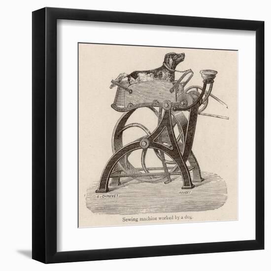 Sewing Machine Dog Power-null-Framed Art Print