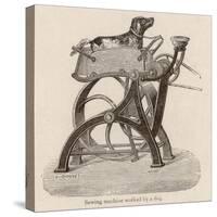 Sewing Machine Dog Power-null-Stretched Canvas