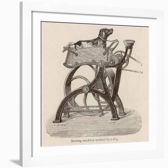 Sewing Machine Dog Power-null-Framed Art Print