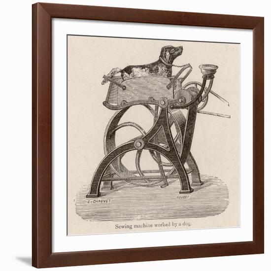 Sewing Machine Dog Power-null-Framed Art Print