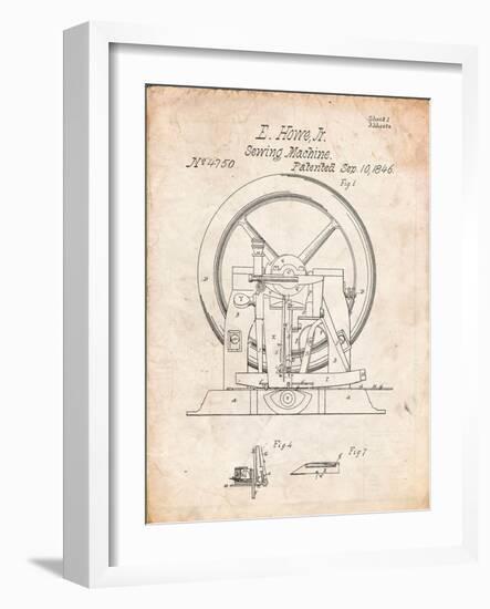 Sewing Machine Patent 1846-Cole Borders-Framed Art Print