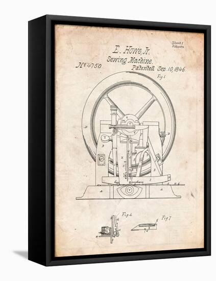 Sewing Machine Patent 1846-Cole Borders-Framed Stretched Canvas