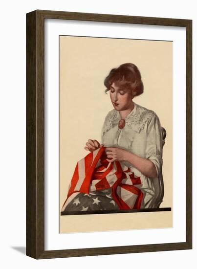 Sewing the Stars and Stripes-Modern Priscilla-Framed Art Print