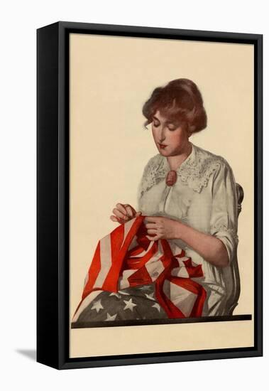 Sewing The Stars and Stripes-null-Framed Stretched Canvas