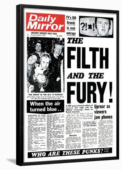 Sex Pistols- Daily Mirror Front Cover-null-Framed Poster