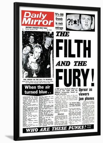 Sex Pistols- Daily Mirror Front Cover-null-Lamina Framed Poster