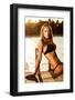 Sexual Woman Tanning on the Beach in Mild Sunset Light, Fashionable Model Posing for Luxury Magazin-Anna Omelchenko-Framed Photographic Print