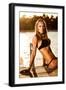 Sexual Woman Tanning on the Beach in Mild Sunset Light, Fashionable Model Posing for Luxury Magazin-Anna Omelchenko-Framed Photographic Print