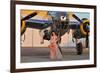 Sexy 1940's Pin-Up Girl in Lingerie Posing with a B-25 Bomber-null-Framed Photographic Print