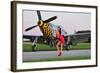 Sexy 1940's Style Pin-Up Girl Posing with a P-51 Mustang-null-Framed Photographic Print