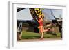 Sexy 1940's Style Pin-Up Girl Posing with a P-51 Mustang-null-Framed Premium Photographic Print