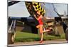 Sexy 1940's Style Pin-Up Girl Posing with a P-51 Mustang-null-Mounted Photographic Print