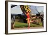 Sexy 1940's Style Pin-Up Girl Posing with a P-51 Mustang-null-Framed Photographic Print