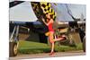 Sexy 1940's Style Pin-Up Girl Posing with a P-51 Mustang-null-Mounted Photographic Print