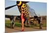 Sexy 1940's Style Pin-Up Girl Posing with a P-51 Mustang-null-Mounted Photographic Print