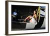 Sexy 1940's Style Pin-Up Girl Sitting Inside of a C-47 Skytrain Aircraft-null-Framed Photographic Print