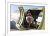 Sexy 1940's Style Pin-Up Girl Standing Inside of a C-47 Skytrain Aircraft-null-Framed Photographic Print