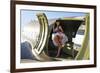 Sexy 1940's Style Pin-Up Girl Standing Inside of a C-47 Skytrain Aircraft-null-Framed Photographic Print