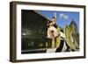 Sexy 1940's Style Pin-Up Girl Standing Inside of a C-47 Skytrain Aircraft-null-Framed Photographic Print